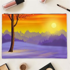 Vector Illustration Winter Sunset Cosmetic Bag (xxl) by Pakrebo