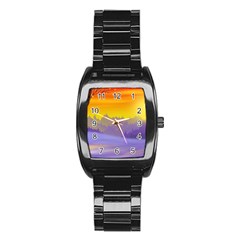 Vector Illustration Winter Sunset Stainless Steel Barrel Watch by Pakrebo