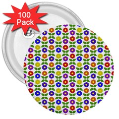 Flowers Colors Colorful Flowering 3  Buttons (100 Pack)  by Pakrebo