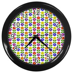 Flowers Colors Colorful Flowering Wall Clock (black) by Pakrebo