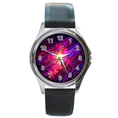 Abstract Cosmos Space Particle Round Metal Watch by Pakrebo