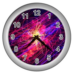 Abstract Cosmos Space Particle Wall Clock (silver) by Pakrebo