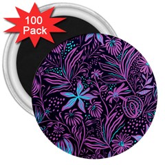 Stamping Pattern Leaves Drawing 3  Magnets (100 Pack) by Pakrebo