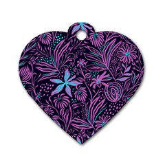 Stamping Pattern Leaves Drawing Dog Tag Heart (one Side) by Pakrebo