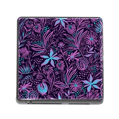 Stamping Pattern Leaves Drawing Memory Card Reader (square 5 Slot) by Pakrebo