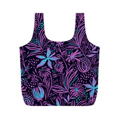 Stamping Pattern Leaves Drawing Full Print Recycle Bag (m) by Pakrebo