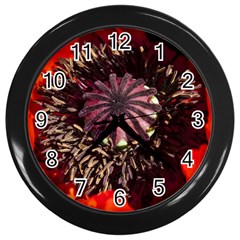 Ornamental Poppies Half Rosette Plant Wall Clock (black) by Pakrebo