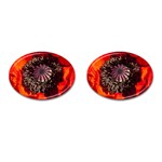 Ornamental Poppies Half Rosette Plant Cufflinks (Oval) Front(Pair)