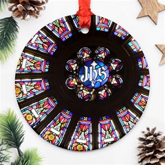 Rosette Stained Glass Window Church Ornament (round)