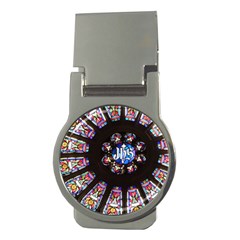 Rosette Stained Glass Window Church Money Clips (round)  by Pakrebo