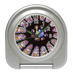 Rosette Stained Glass Window Church Travel Alarm Clock by Pakrebo