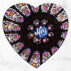 Rosette Stained Glass Window Church Jigsaw Puzzle (heart) by Pakrebo