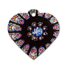 Rosette Stained Glass Window Church Dog Tag Heart (one Side)