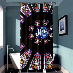 Rosette Stained Glass Window Church Shower Curtain 36  X 72  (stall)  by Pakrebo