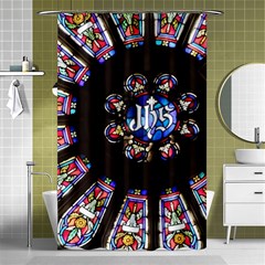 Rosette Stained Glass Window Church Shower Curtain 48  X 72  (small)  by Pakrebo