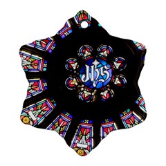 Rosette Stained Glass Window Church Ornament (snowflake) by Pakrebo