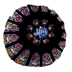 Rosette Stained Glass Window Church Large 18  Premium Round Cushions by Pakrebo