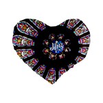 Rosette Stained Glass Window Church Standard 16  Premium Heart Shape Cushions Front