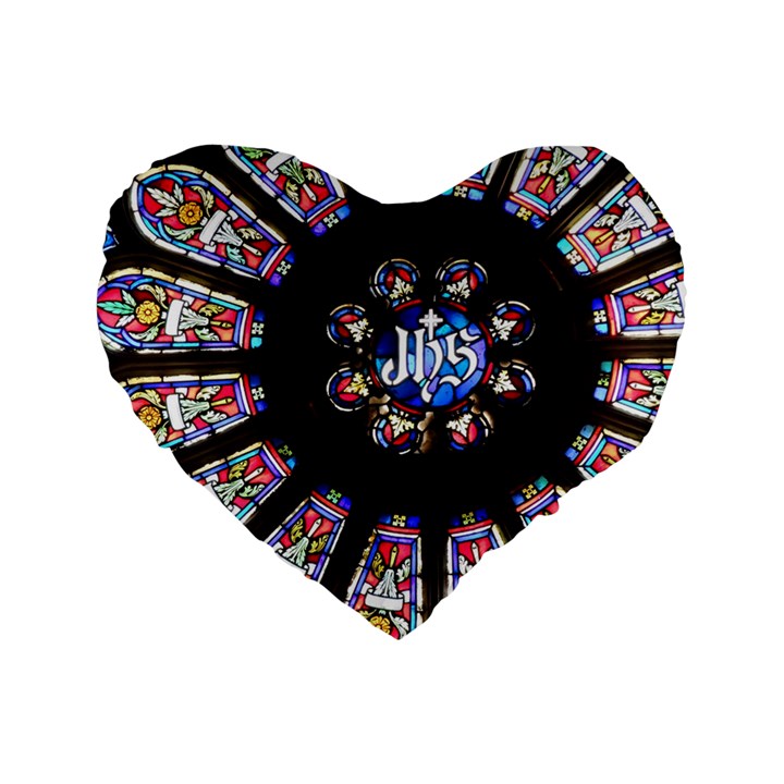 Rosette Stained Glass Window Church Standard 16  Premium Heart Shape Cushions