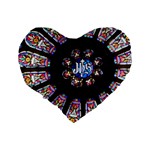 Rosette Stained Glass Window Church Standard 16  Premium Heart Shape Cushions Back