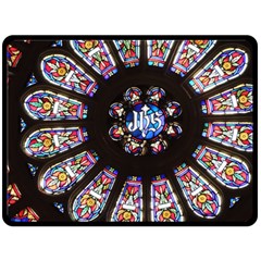 Rosette Stained Glass Window Church Double Sided Fleece Blanket (large)  by Pakrebo