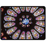 Rosette Stained Glass Window Church Double Sided Fleece Blanket (Large)  80 x60  Blanket Front