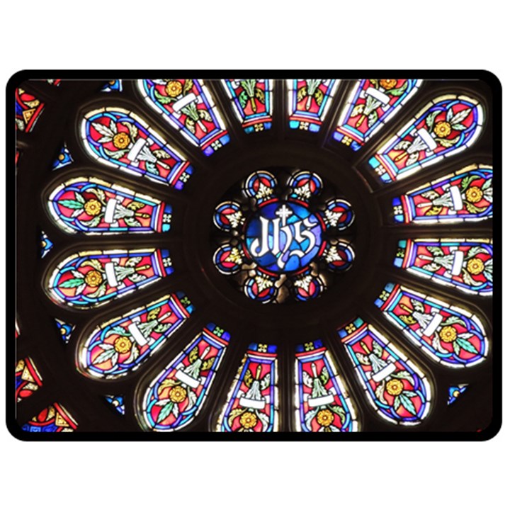 Rosette Stained Glass Window Church Double Sided Fleece Blanket (Large) 