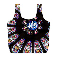 Rosette Stained Glass Window Church Full Print Recycle Bag (l) by Pakrebo