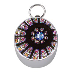 Rosette Stained Glass Window Church Mini Silver Compasses by Pakrebo