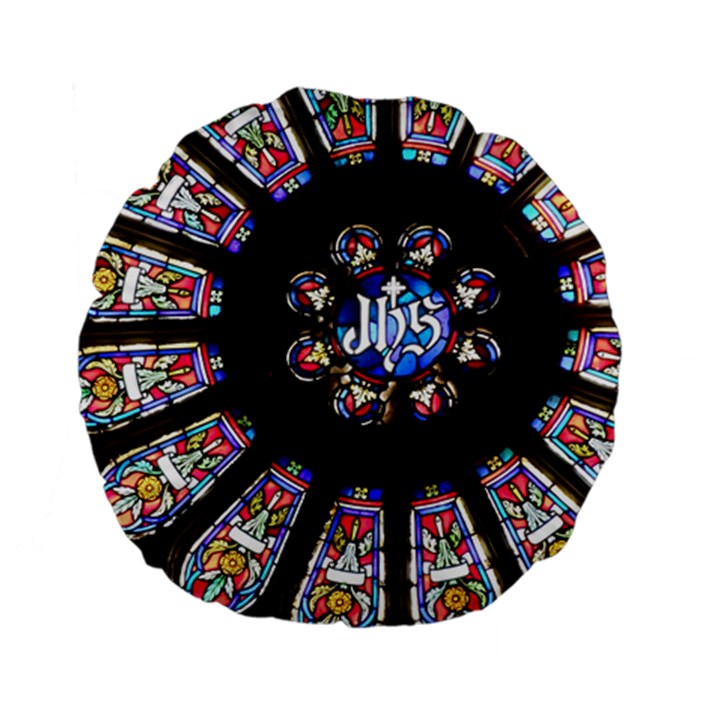 Rosette Stained Glass Window Church Standard 15  Premium Flano Round Cushions