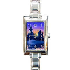 Illustration Vector Winter Sunset Rectangle Italian Charm Watch