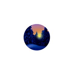 Illustration Vector Winter Sunset 1  Mini Buttons