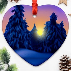 Illustration Vector Winter Sunset Ornament (heart) by Pakrebo