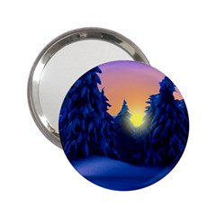 Illustration Vector Winter Sunset 2 25  Handbag Mirrors