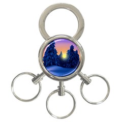 Illustration Vector Winter Sunset 3-ring Key Chains by Pakrebo