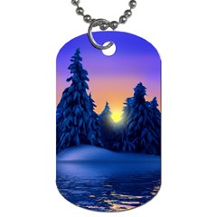 Illustration Vector Winter Sunset Dog Tag (one Side)