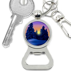 Illustration Vector Winter Sunset Bottle Opener Key Chains