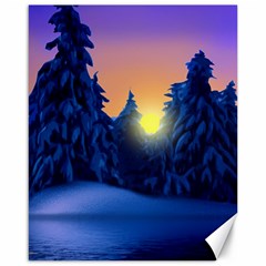 Illustration Vector Winter Sunset Canvas 16  X 20 