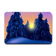 Illustration Vector Winter Sunset Small Doormat 