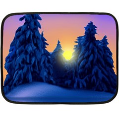 Illustration Vector Winter Sunset Fleece Blanket (mini) by Pakrebo