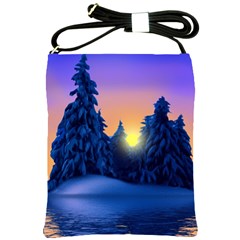 Illustration Vector Winter Sunset Shoulder Sling Bag by Pakrebo