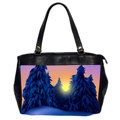 Illustration Vector Winter Sunset Oversize Office Handbag (2 Sides) by Pakrebo