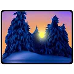 Illustration Vector Winter Sunset Fleece Blanket (large) 