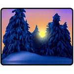 Illustration Vector Winter Sunset Fleece Blanket (Medium)  60 x50  Blanket Front