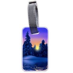 Illustration Vector Winter Sunset Luggage Tags (two Sides) by Pakrebo