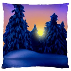 Illustration Vector Winter Sunset Large Cushion Case (one Side)