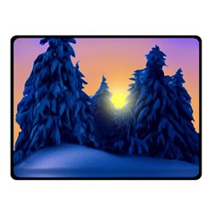 Illustration Vector Winter Sunset Double Sided Fleece Blanket (small)  by Pakrebo