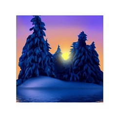 Illustration Vector Winter Sunset Small Satin Scarf (square) by Pakrebo