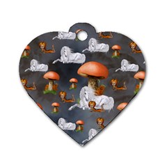 Cute Little Fairy With Unicorn, Pattern Design Dog Tag Heart (two Sides) by FantasyWorld7