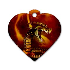 Awesome Dinosaur, Konda In The Night Dog Tag Heart (one Side) by FantasyWorld7